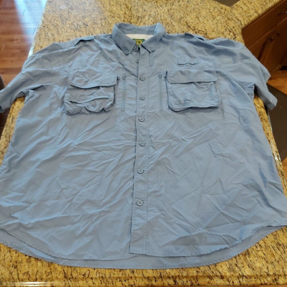 Cabela's Guide Wear Men’s SS Vented Fishing Shirt Blue Slate 3XLT Nylon Button